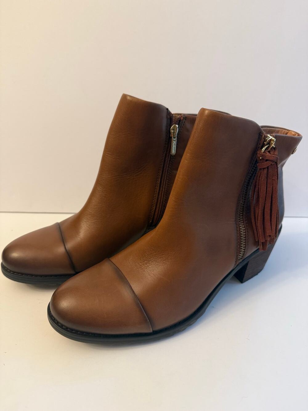 Pikolinos Andorra Ankle Booties Women’s Size 39 US 8.5 Brown Leather Zip Tassel